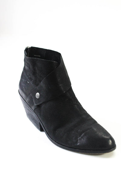 Eileen Fisher Women's Round Toe Block Heels Leather Bootie Black Size 10