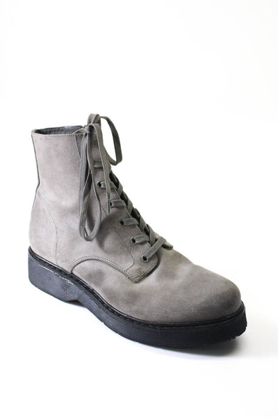 Vince Women's Round Toe Lace Up Platform Boot Gray Size 10