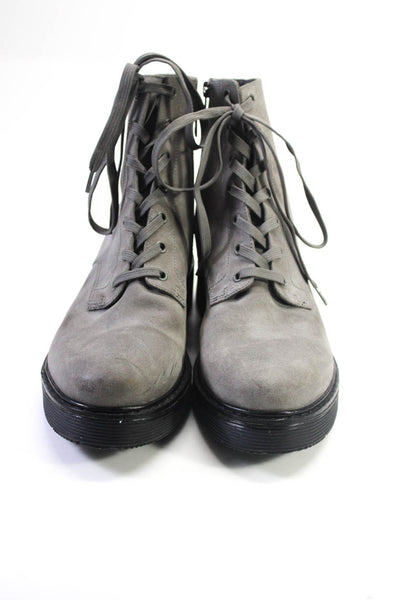 Vince Women's Round Toe Lace Up Platform Boot Gray Size 10