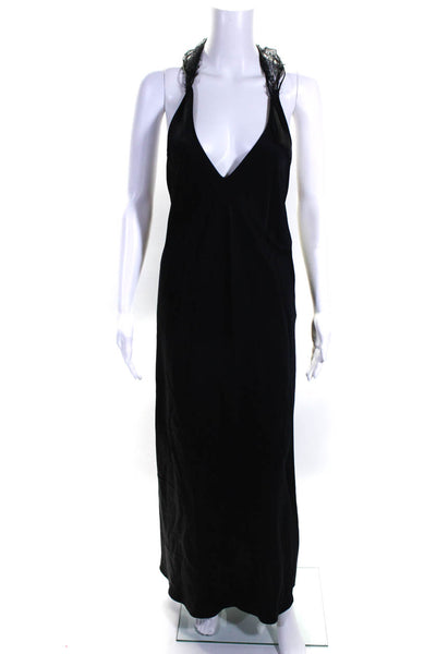 Off White Women's Halter Lace Maxi Slip Dress Black Size XS