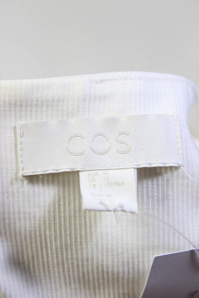 Cos Womens Back Zip Sleeveless Scoop Neck Shift Dress White Cotton Size 12