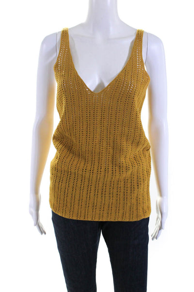 Rag & Bone Women's V-Neck Sleeveless Knit Blouse Yellow Size 6