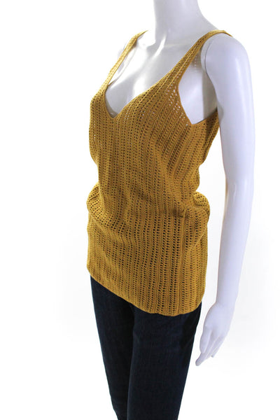 Rag & Bone Women's V-Neck Sleeveless Knit Blouse Yellow Size 6