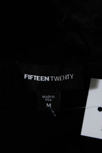 Fifteen Twenty Womens Patchwork Animal Print Long Sleeve blouse Top Black Size M