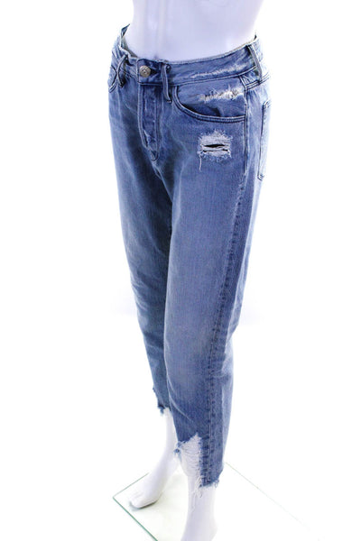 3x1 NYC Women's Distressed Button Fly Straight leg Jeans Blue Size 25