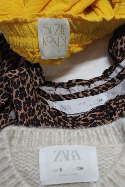 Zara Girls Round Neck Long Sleeves Button Up Sweater Cardigan Beige Size 9 Lot 3