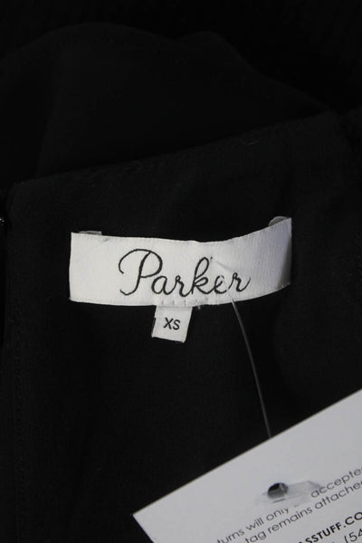 Parker Womens Crepe Chain Strap Scoop Neck Tank Top Blouse Black Size XS