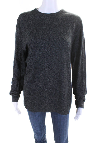 Patrick Assaraf Womens Cotton Knit Crew Neck Long Sleeve Sweater Black Size M