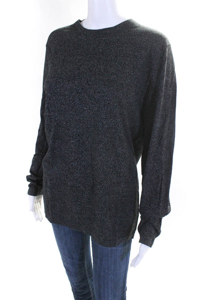 Patrick Assaraf Womens Cotton Knit Crew Neck Long Sleeve Sweater Black Size M