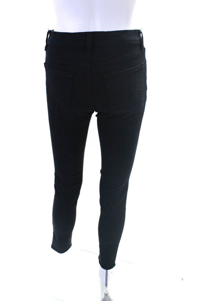 Frame Denim Womens Cotton Dark Wash Buttoned Skinny Leg Jeans Black Size EUR26