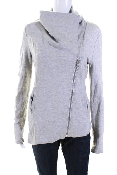 Helmut Lang Womens Long Sleeve Mock Neck Asymmetrical Zip Jacket Gray Size S
