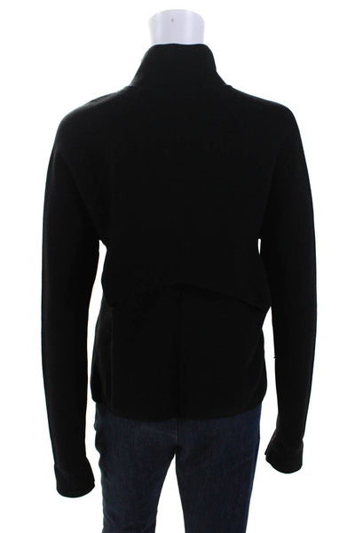 Helmut Lang Womens Wool Knit Mock Neck Long Sleeve Full Button Jacket Black Size