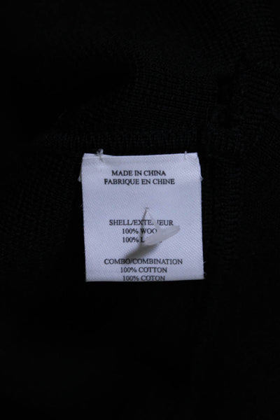 Helmut Lang Womens Wool Knit Mock Neck Long Sleeve Full Button Jacket Black Size