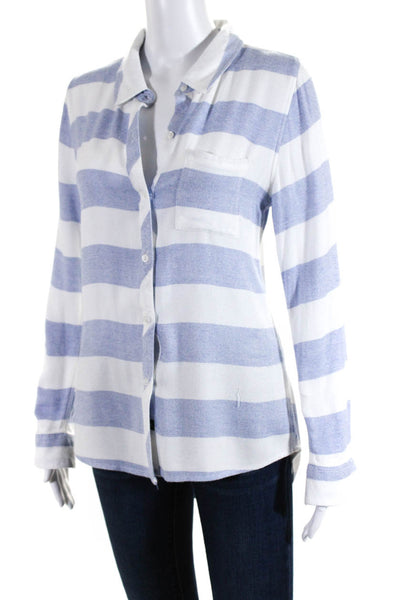 Rails Womens Striped Long Sleeved Button Down Shirt Light Blue White Size S