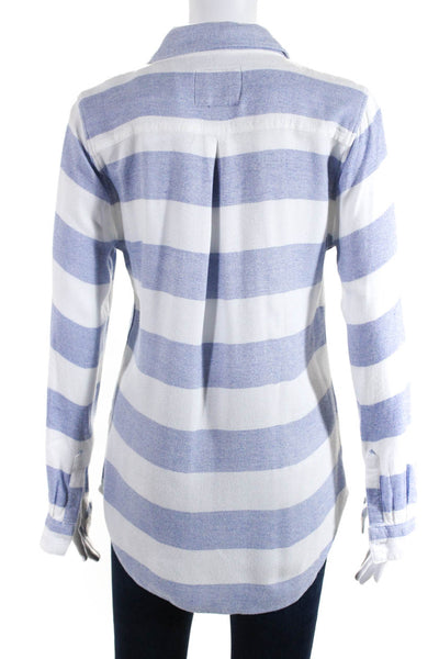 Rails Womens Striped Long Sleeved Button Down Shirt Light Blue White Size S