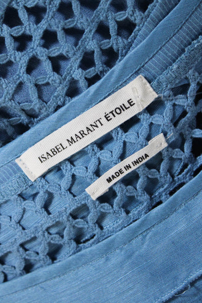 Isabel Marant Etoile Womens Round Neck Short Sleeved Tiered Dress Blue Size 34