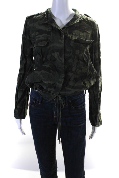 Rails Womens Camouflage Long Sleeved Button Down Shirt Jacket Green Gray Size S