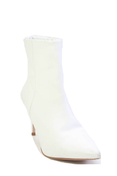 Schutz Womens Leather Pointed Toe Zip Up Ankle Boots White Size 6.5 B