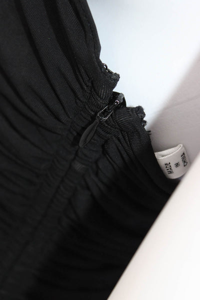 ALC Womens Black Ruched Beaded V-Neck Sleeveless Zip Back Bodycon Dress Size L