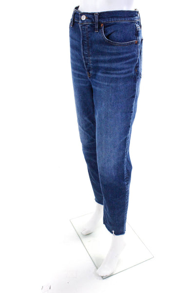 Re/Done Women's Button Fly Straight Leg Medium Wash Denim Pant Size 31