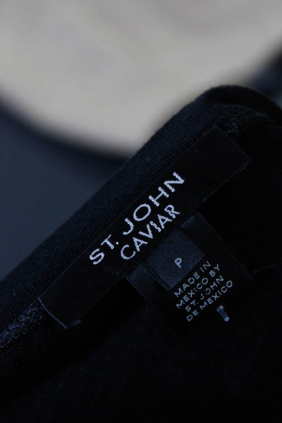 St. John Caviar Women Geometric Print Sleeveless Blouse Top Black Size P 0