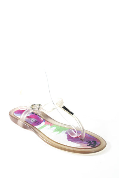 Jimmy Choo Womens Geometric Accent Floral Print Jelly Sandals Clear Size EUR37