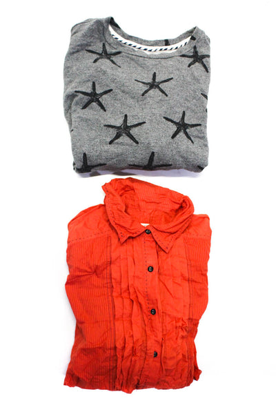 Sundry We The Free Womens Starfish Sweatshirt Blouse Gray Orange Size 3 L Lot 2