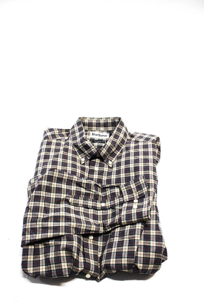 Barbour Men's Collar Long Sleeves Button Down Plaid Shirt Size L Lot 3