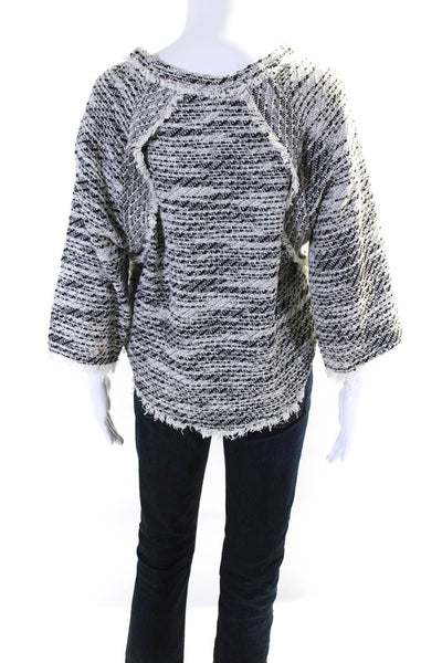 IRO Womens Woven Pullover Licia Sweater White Black Cotton Size EUR 36