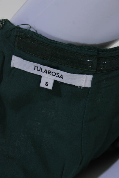 Tularosa Womens Linen Polka Dot One Shoulder Dress Green Black Size Small