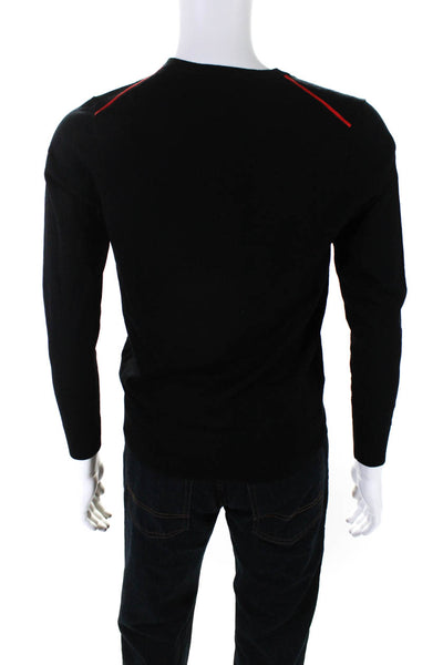 Paul Smith Mens Wool  Knit  V-Neck Long Sleeve Pullover Top Black Size S
