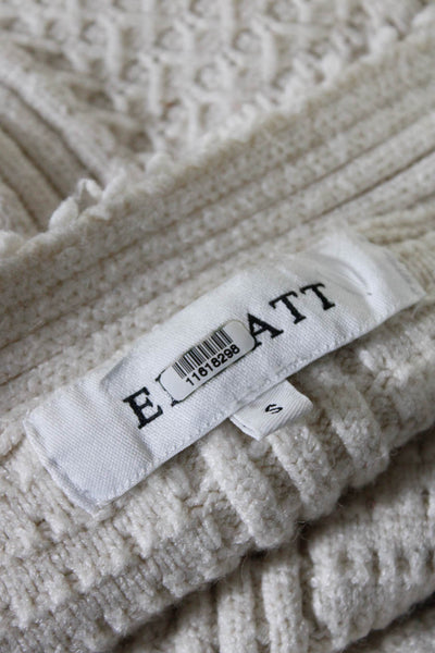 Eliatt Women's Thick Knit Long Sleeve Open Front Cardigan Sweater Beige Size S
