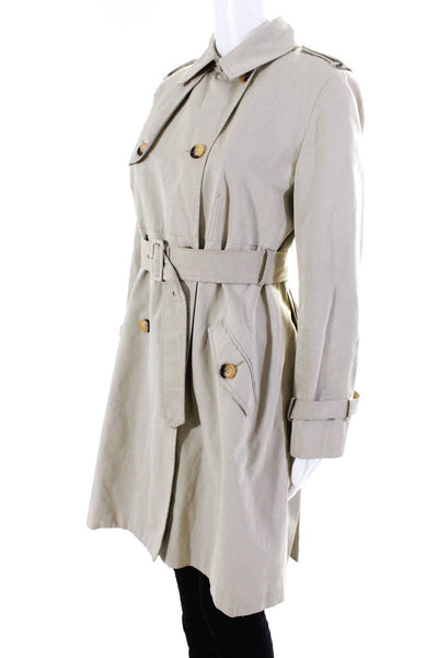 Red Valentino Women's Double Breasted Collared Trench Coat Beige Size 44