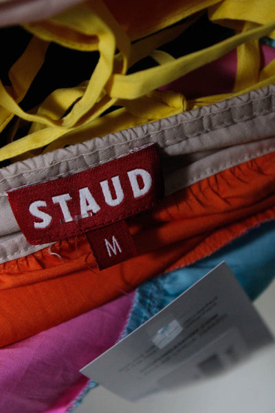 Staud Women's V-Neck Spaghetti Straps Color Block Blouse Size M