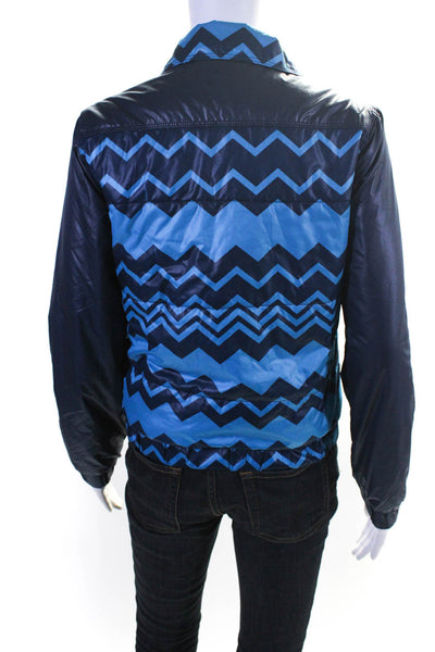 Missoni For Target Womens Chevron Print Jacket Navy Blue Size Extra Small