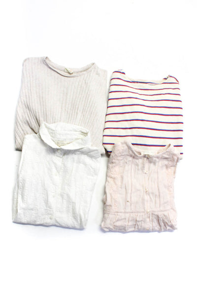 Zara Girls Cotton Long Sleeve Striped Top Beige Size 11/12 9/10, lot 4