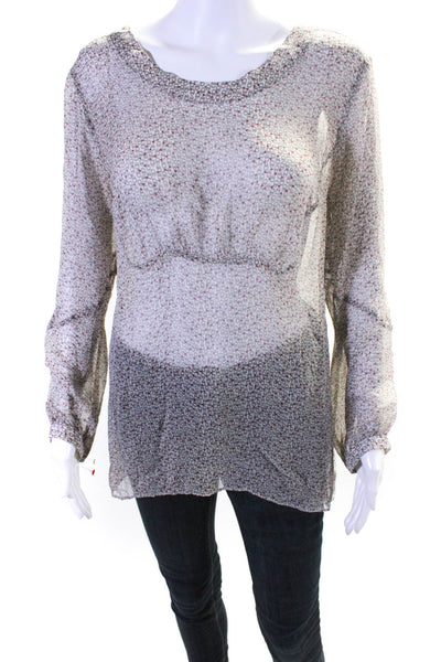 Minden Chan Women's Scoop Neck Long Sleeves Blouse Gray Size 8