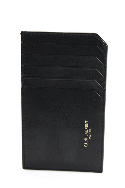 Saint Laurent Unisex Five Slot Leather Card Holder Wallet Black
