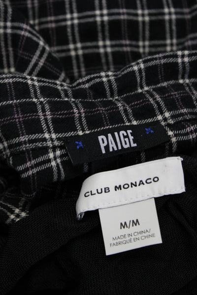 Club Monaco Paige Womens Long Sleeved Scoop Neck Tops Black White Size M L Lot 2