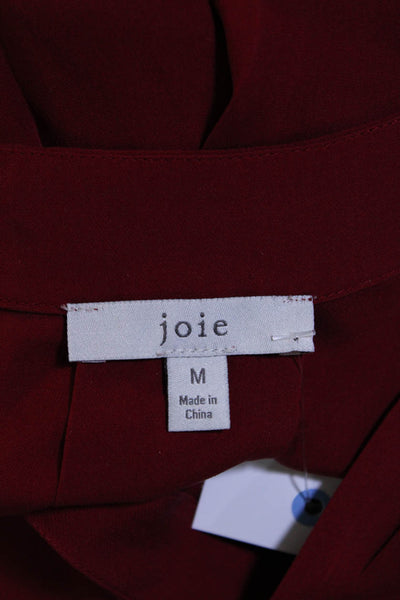 Joie Womens V Neck Pleated Shoulder Half Sleeved Relaxed Fit Blouse Red Size M