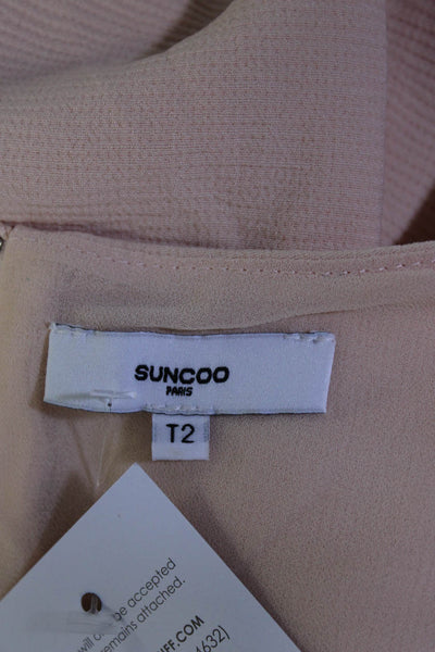 Suncoo Womens Sleeveless Open Back Scoop Neck Flare Dress Beige Size 2