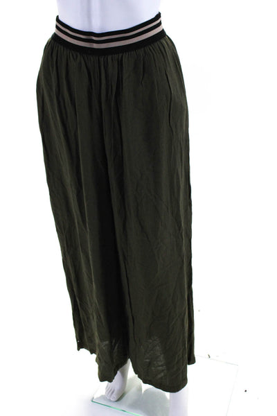 Dolan Womens Elastic Waistband High Rise Wide Leg Pants Green Size Extra Small