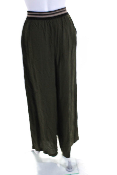 Dolan Womens Elastic Waistband High Rise Wide Leg Pants Green Size Extra Small