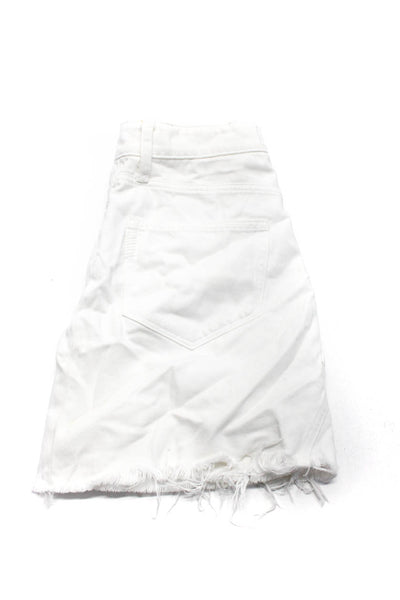 Paige Womens Denim Aideen Mini Skirt White Cotton Size 26