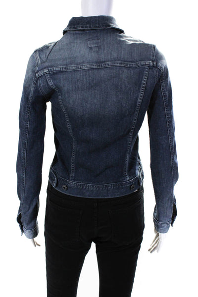 AG Adriano Goldschmied Womens Stonewashed Button Down Jean Jacket Blue Size S