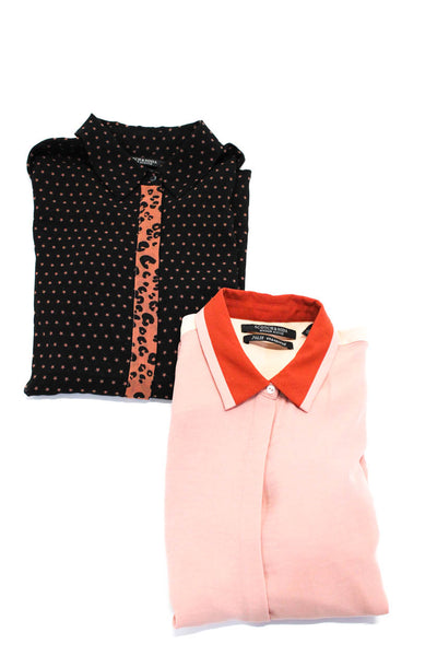 Scotch & Soda Women's Printed Button Up Collar Blouses Black Pink Size XS Lot 2