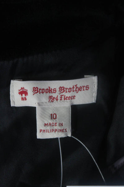 Brooks Brothers Red Fleece Womens Velvet Collar Plaid Dress Red White Size 10