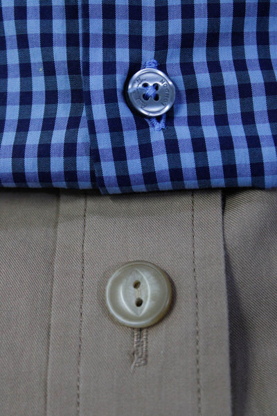 Paul Smith Vince Mens Button Front Collared Shirts Blue Brown Small 16.5 Lot 2
