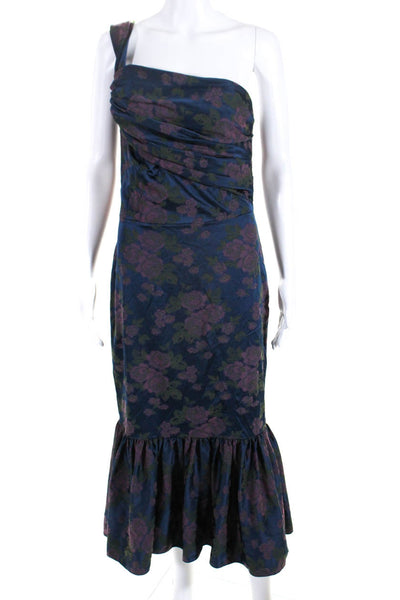 Shoshanna Midnight Women's Floral One Shoulder Gown Blue Size 6