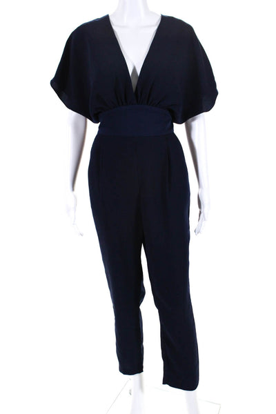 Adelyn Rae Women's Short Sleeve V Neck Jumpsuit Navy Size M